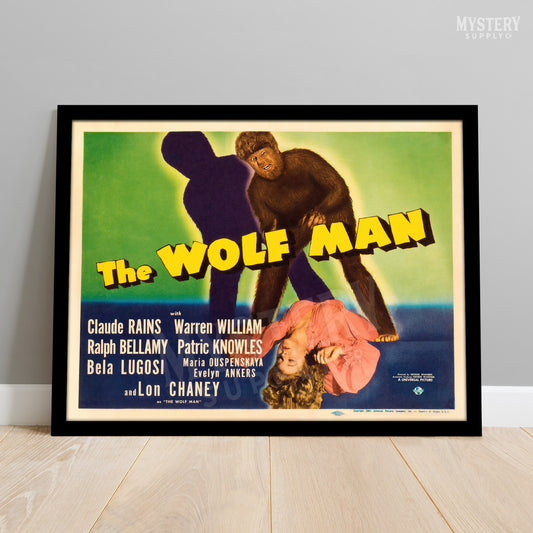 The Wolf Man 1941 vintage Lon Chaney Jr. horror monster werewolf movie poster reproduction from Mystery Supply Co. @mysterysupplyco