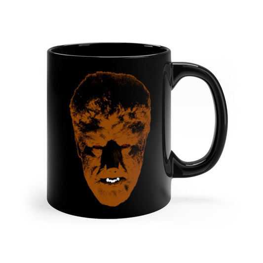 Wolf Man 11oz black ceramic horror coffee mugs from Mystery Supply Co. @mysterysupplyco