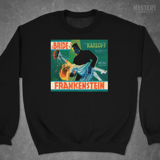 Bride of Frankenstein 1935 vintage promotional illustration horror monster movie poster reproduction Mens Womens Unisex Heavy Blend Crewneck Sweatshirt from Mystery Supply Co. @mysterysupplyco