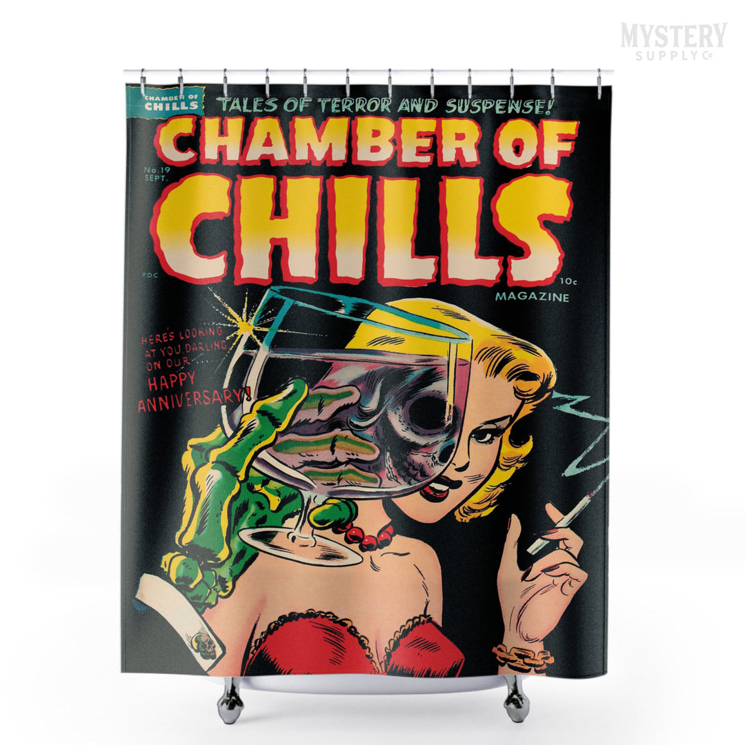 Chamber of Chills #19 vintage horror comic cover reproduction shower curtain bathroom decor from Mystery Supply Co. @mysterysupplyco