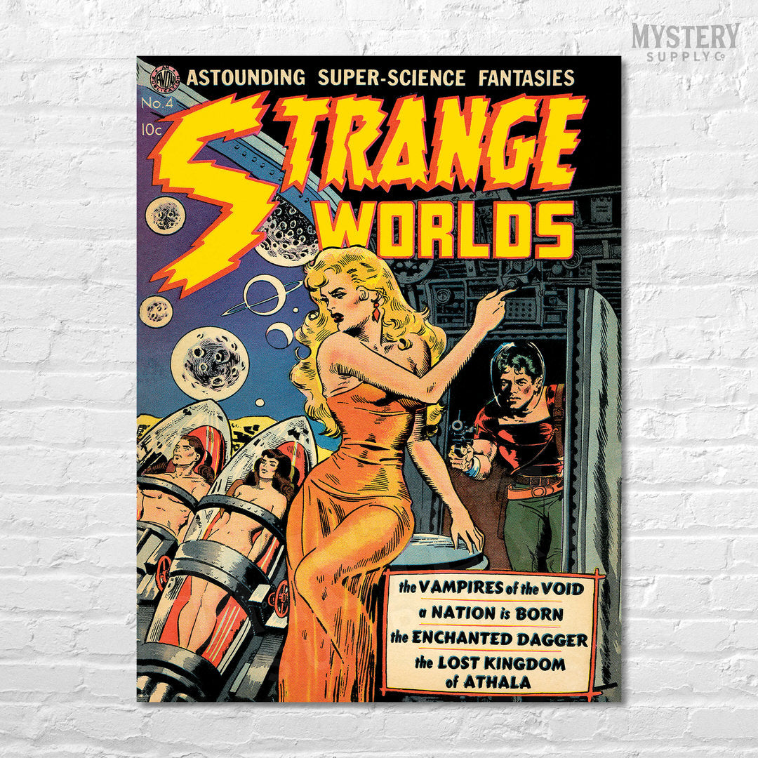 Strange Worlds #4 vintage comic cover reproduction from Mystery Supply Co. @mysterysupplyco