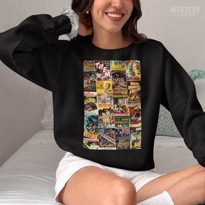 1950s Vintage Horror and Sci-Fi Movie Posters Mens Womens Unisex Heavy Blend Crewneck Sweatshirt from Mystery Supply Co. @mysterysupplyco