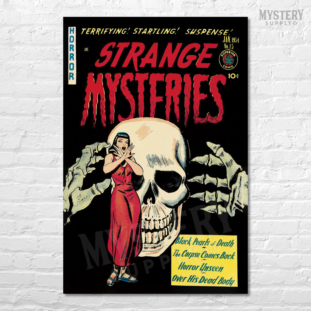 Strange Mysteries #15 vintage horror comic cover reproduction from Mystery Supply Co. @mysterysupplyco