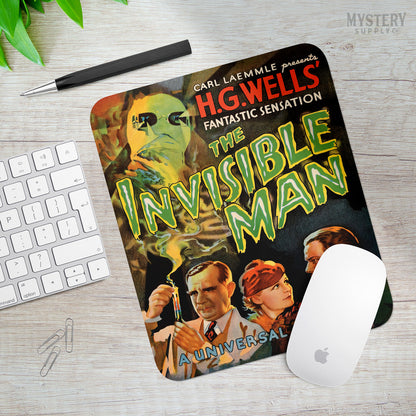 Invisible Man 1933 vintage horror monster H.G. Wells movie poster mousepad office decor desk accessories from Mystery Supply Co. @mysterysupplyco