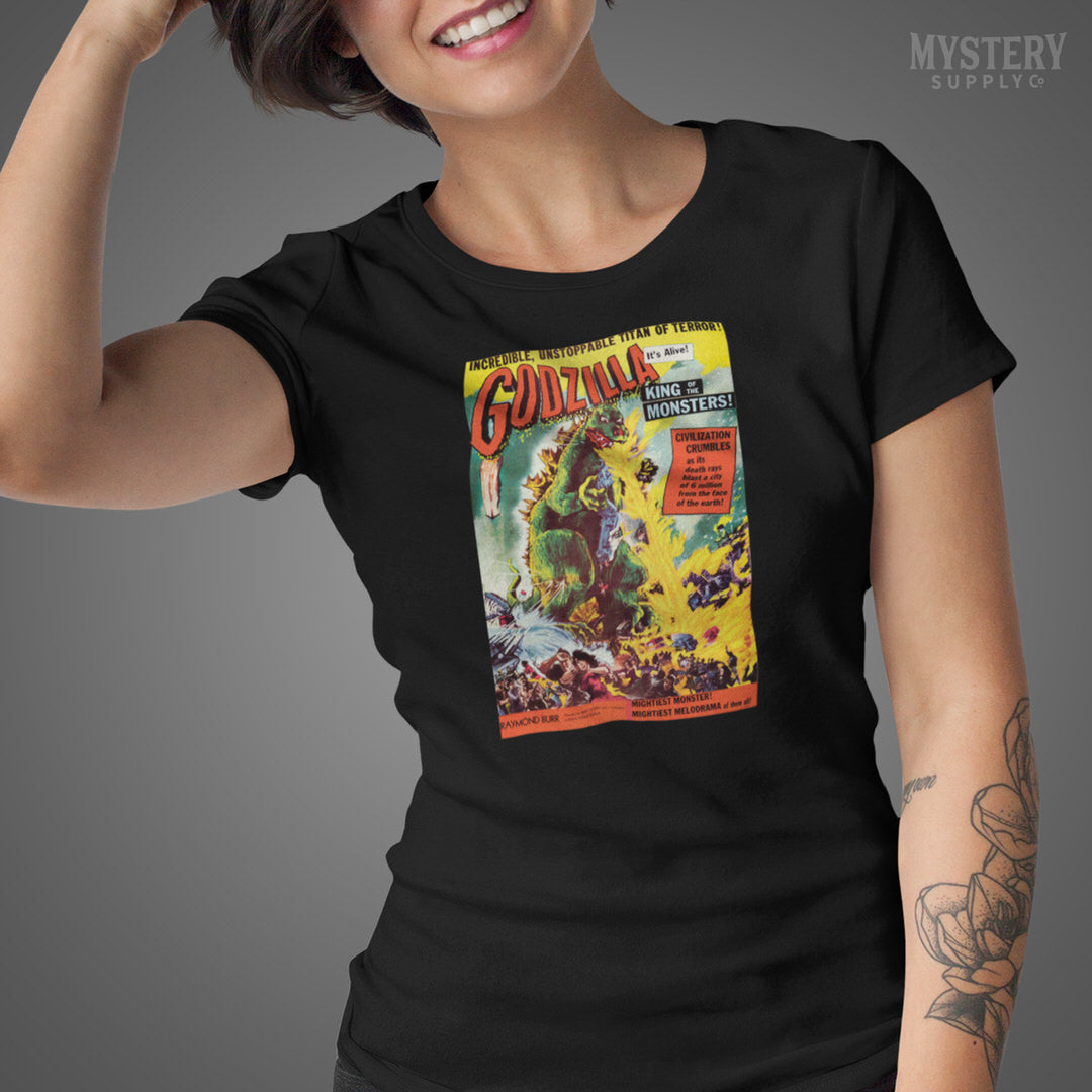Godzilla 1956 Vintage Horror Monster Movie adult Mens Womens Unisex T-Shirt from Mystery Supply Co. @mysterysupplyco