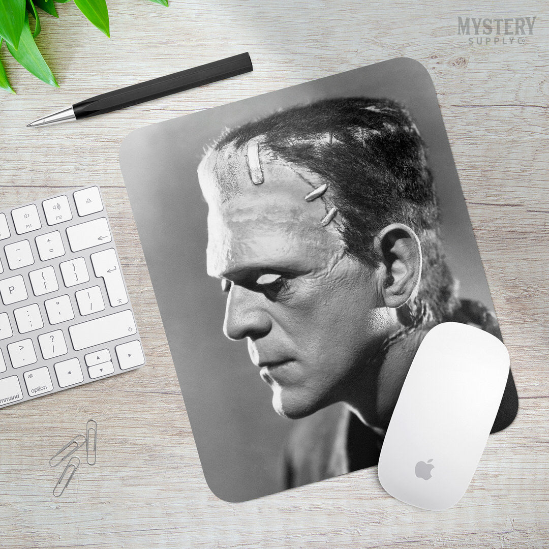 Frankenstein 1935 Vintage Boris Karloff Horror Movie Monster Profile Portrait Mousepad / Office Decor / Desk Accessories / Horror Art