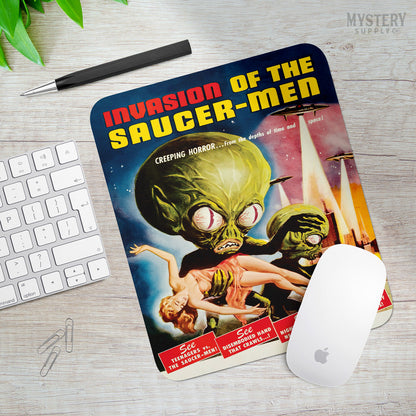 Invasion of the Saucer-Men 1957 vintage science fiction UFO flying saucer alien martian movie mousepad office decor desk accessories from Mystery Supply Co. @mysterysupplyco