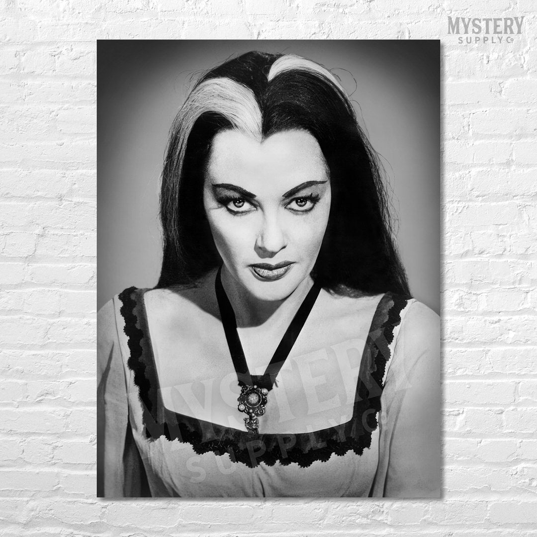 Lily Munster Yvonne De Carlo 1960s Vintage The Munsters Vampire Horror Monster Beauty Black and White Photo reproduction from Mystery Supply Co. @mysterysupplyco