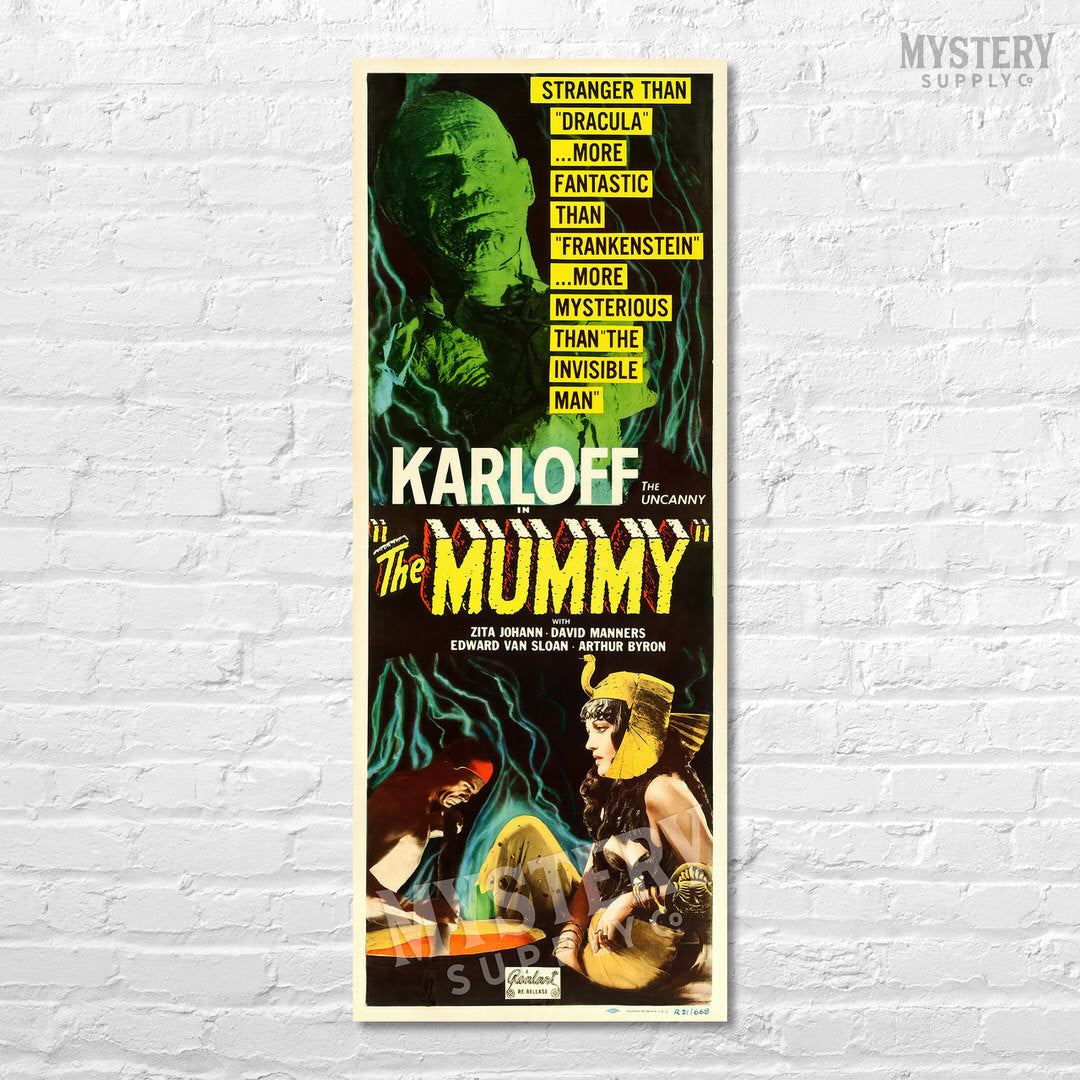 The Mummy vintage Boris Karloff horror monster movie poster reproduction from Mystery Supply Co. @mysterysupplyco