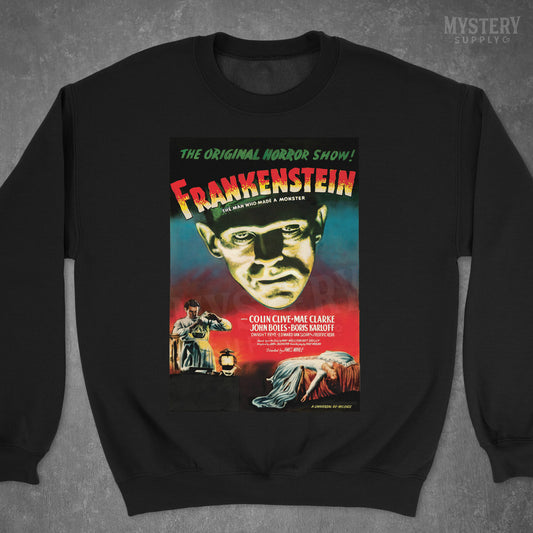 Frankenstein 1947 vintage horror monster movie poster reproduction Mens Womens Unisex Heavy Blend Crewneck Sweatshirt from Mystery Supply Co. @mysterysupplyco