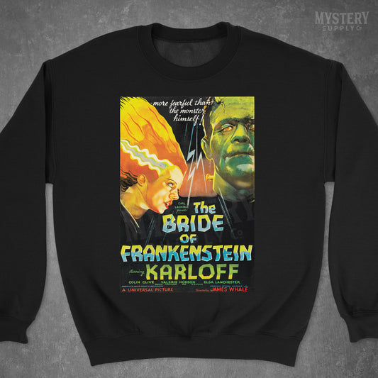 The Bride of Frankenstein 1935 vintage horror monster movie poster reproduction Mens Womens Unisex Heavy Blend Crewneck Sweatshirt from Mystery Supply Co. @mysterysupplyco