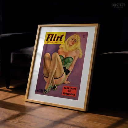 Flirt Magazine - Aug 1951 Vintage Pinup Lingerie Pulp Poster
