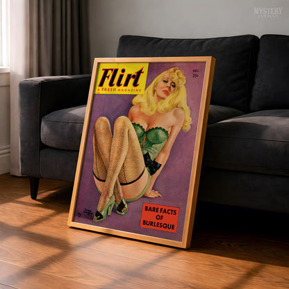 Flirt Magazine - Aug 1951 Vintage Pinup Lingerie Pulp Poster