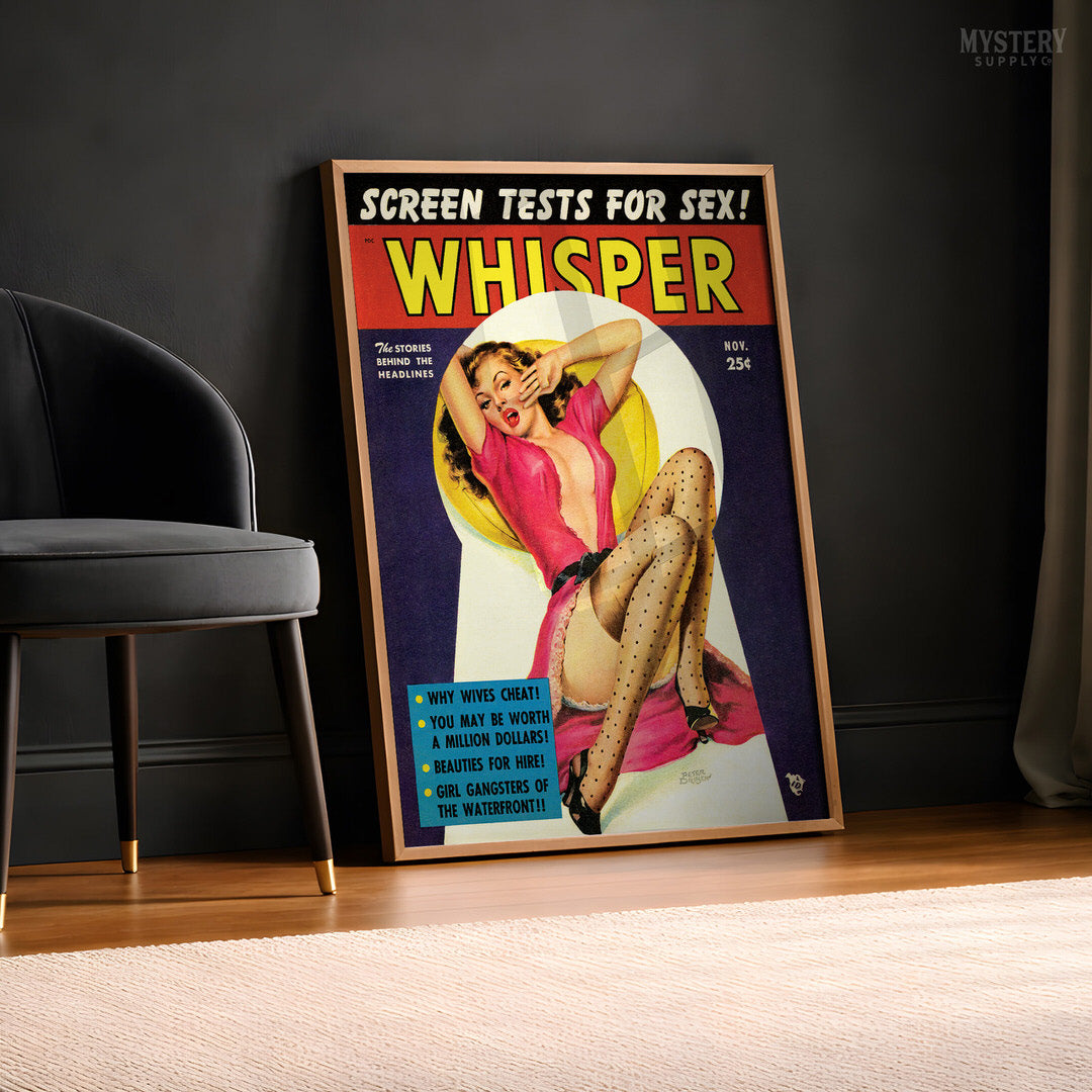 Whisper Magazine - Nov 1952 Vintage Pinup Lingerie Pulp Poster / Wall Art Print