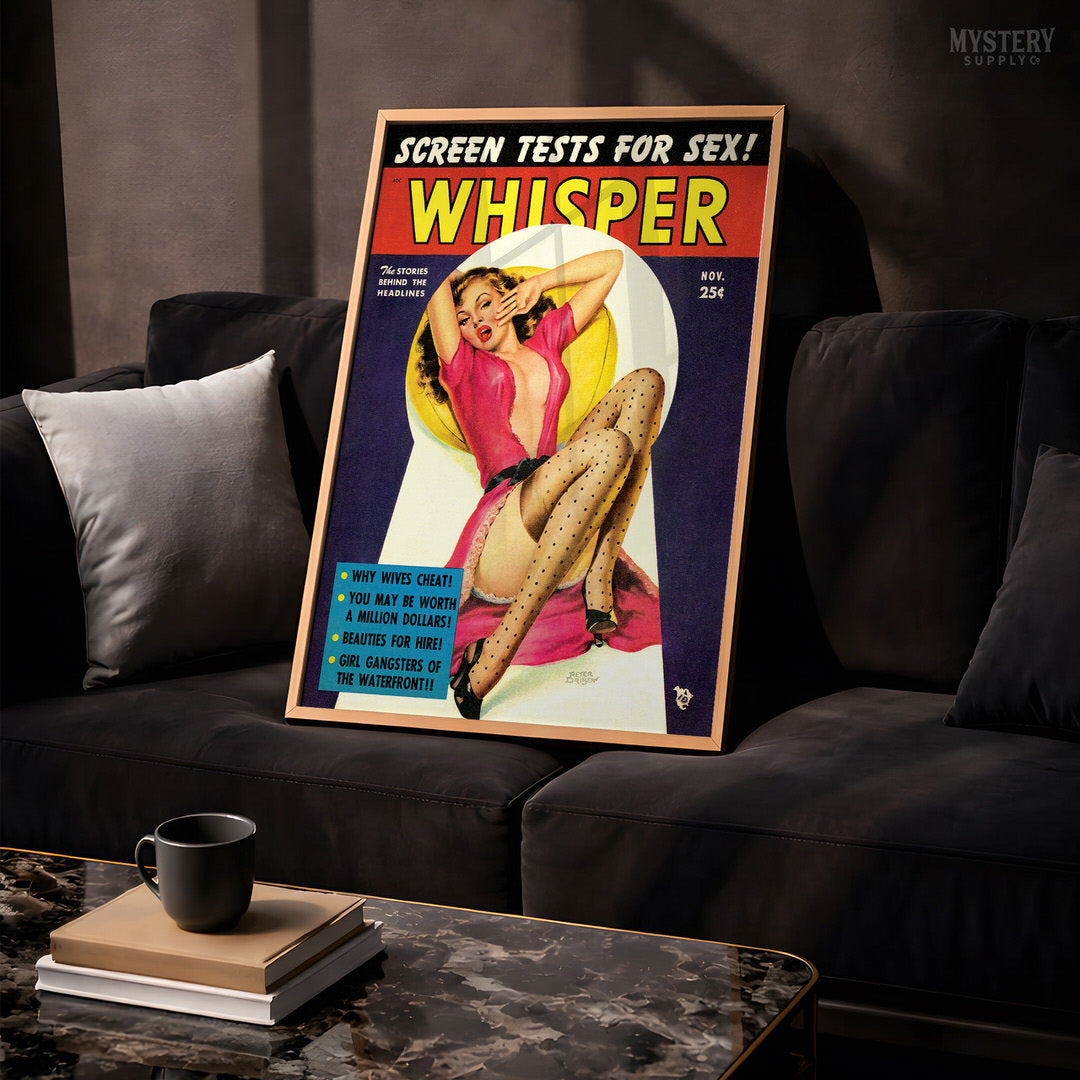 Whisper Magazine - Nov 1952 Vintage Pinup Lingerie Pulp Poster / Wall Art Print