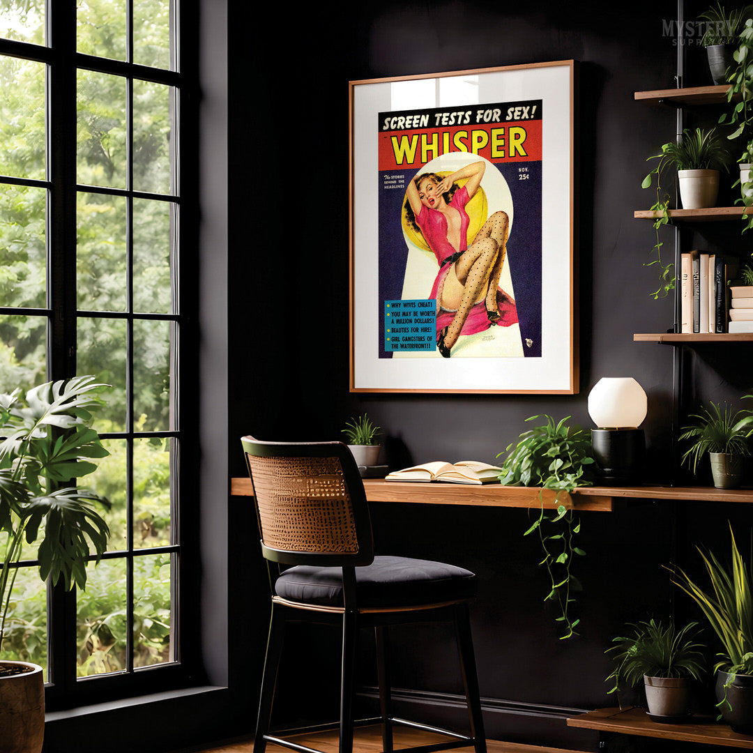 Whisper Magazine - Nov 1952 Vintage Pinup Lingerie Pulp Poster / Wall Art Print