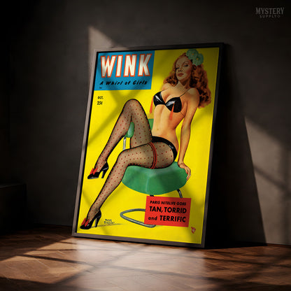 Wink Magazine - Oct 1951 Vintage Pinup Lingerie Pulp Poster / Wall Art Print