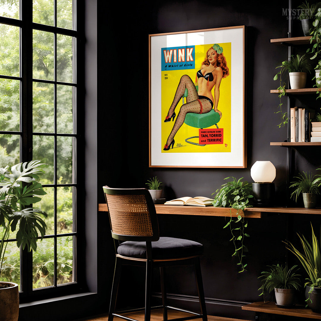Wink Magazine - Oct 1951 Vintage Pinup Lingerie Pulp Poster / Wall Art Print