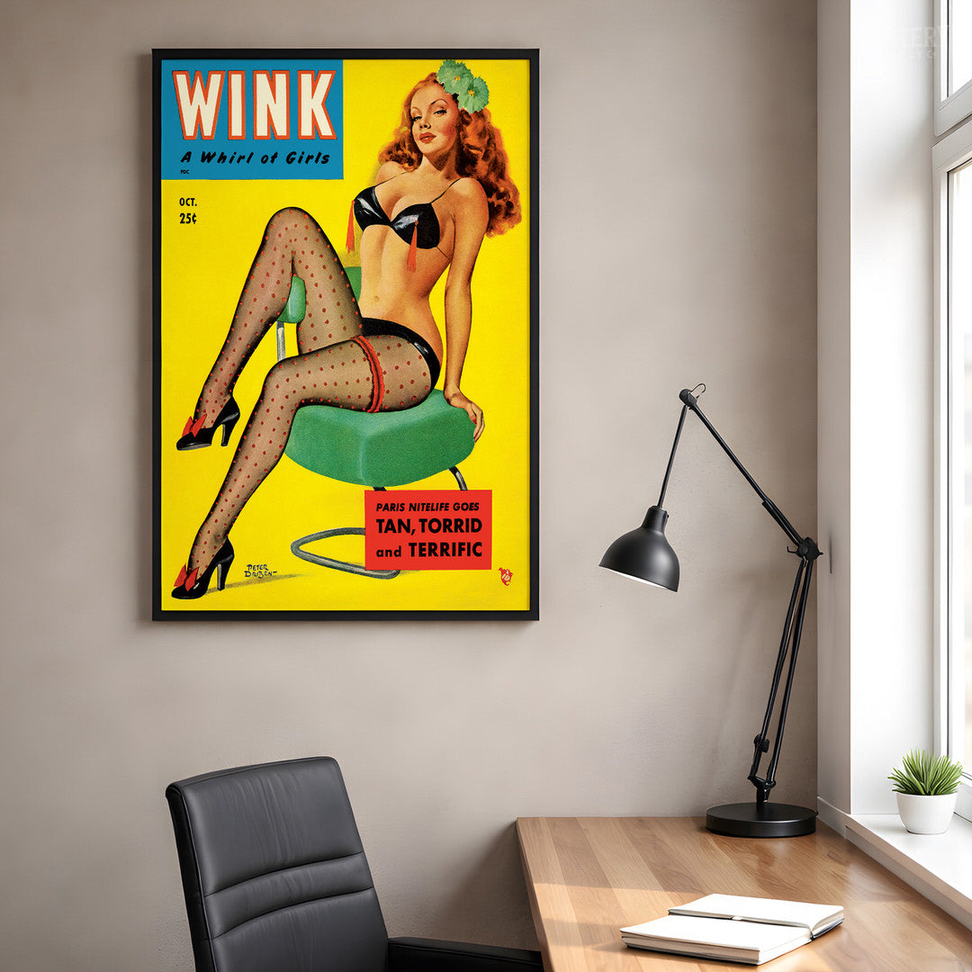 Wink Magazine - Oct 1951 Vintage Pinup Lingerie Pulp Poster / Wall Art Print