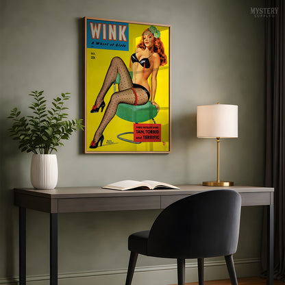 Wink Magazine - Oct 1951 Vintage Pinup Lingerie Pulp Poster / Wall Art Print