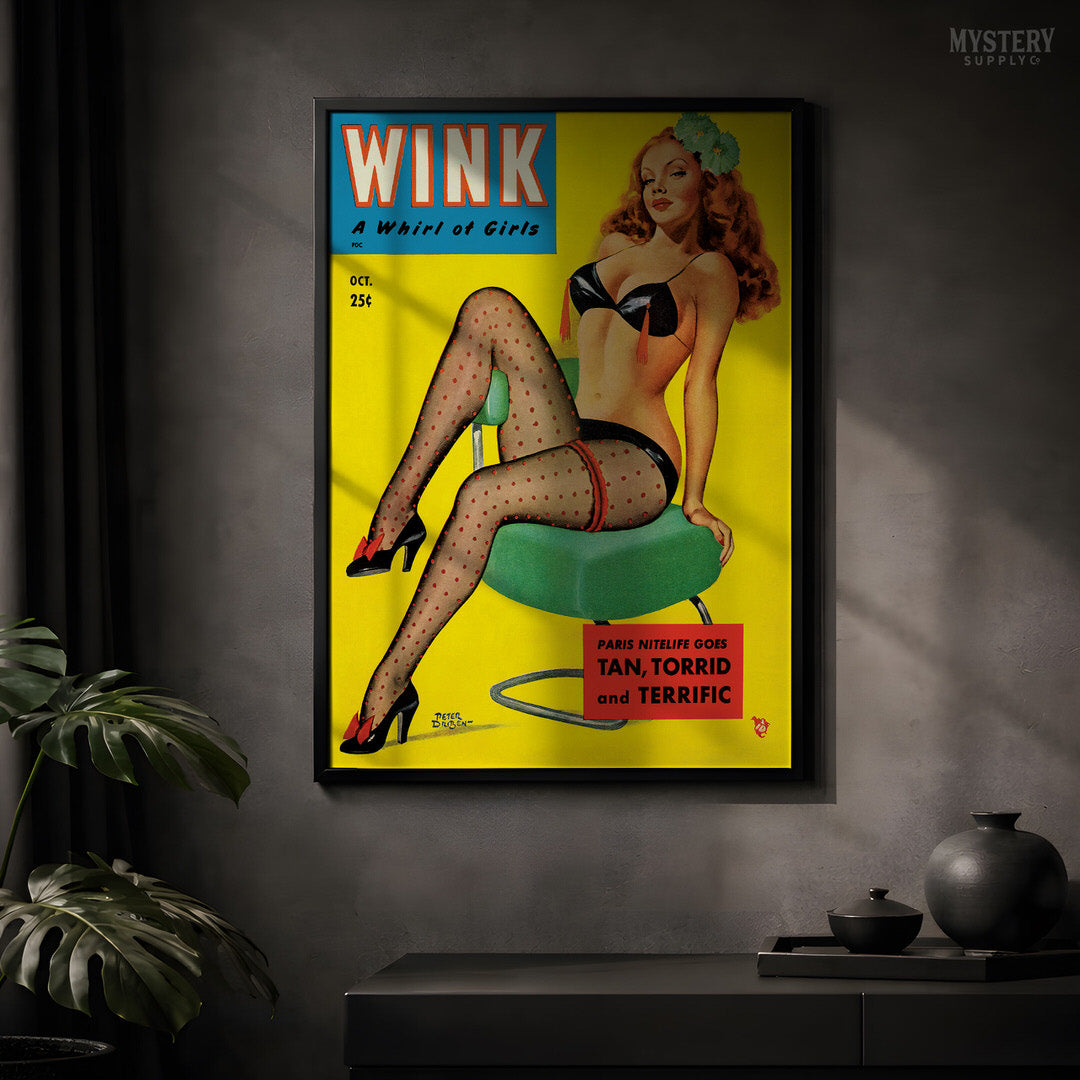 Wink Magazine - Oct 1951 Vintage Pinup Lingerie Pulp Poster / Wall Art Print