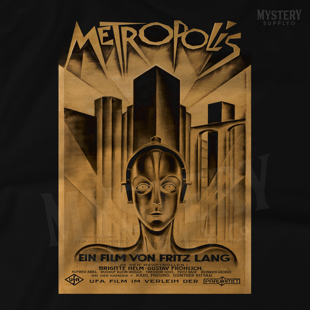 Metropolis 1927 Fritz Lang vintage science fiction sci-fi movie mens womens unisex crew neck t-shirt from Mystery Supply Co. @mysterysupplyco