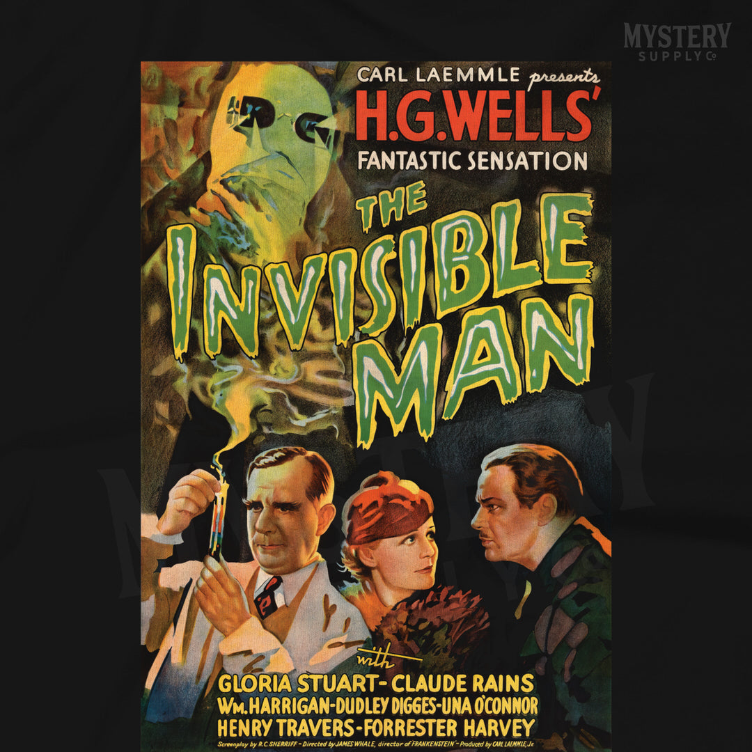 Invisible Man 1933 vintage horror monster H.G. Wells movie Mens Womens Unisex T-Shirt from Mystery Supply Co. @mysterysupplyco