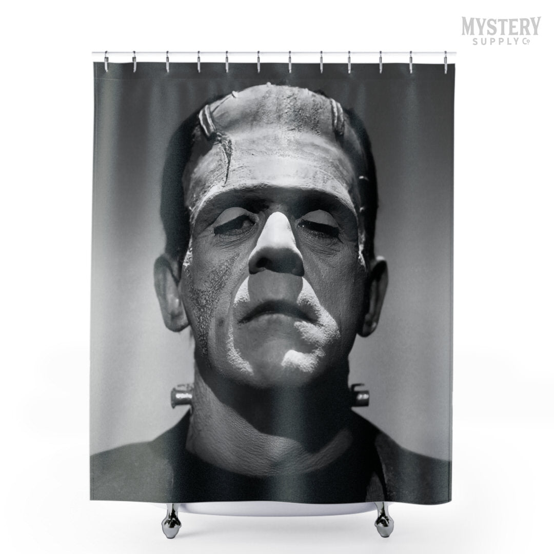 Frankenstein 1931 Vintage Horror Movie Monster Photo shower curtain bathroom decor from Mystery Supply Co. @mysterysupplyco