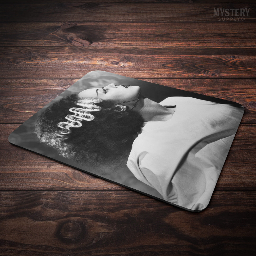 Bride of Frankenstein 1935 Vintage Horror Movie Monster Black and White Elsa Lanchester Profile mousepad office decor desk accessories from Mystery Supply Co. @mysterysupplyco