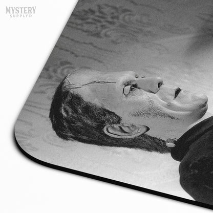 Frankenstein Vintage Boris Karloff Relaxing Smoking Drinking Tea Horror Movie Monster Black and White Photo mousepad office decor desk accessories from Mystery Supply Co. @mysterysupplyco