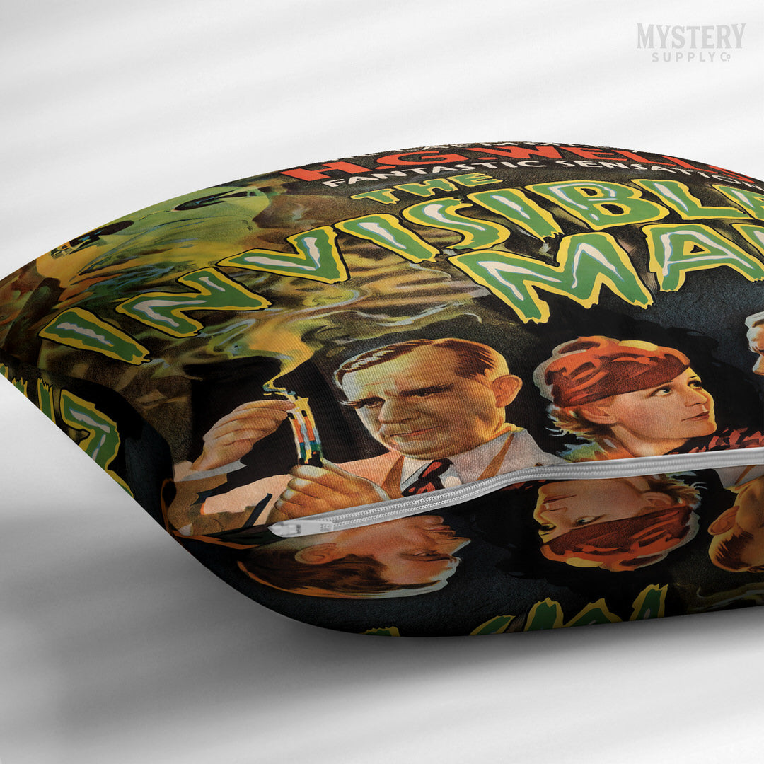 Invisible Man 1933 vintage horror monster H.G. Wells movie double sided decorative throw pillow home decor from Mystery Supply Co. @mysterysupplyco