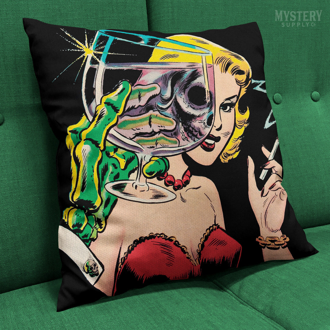 Chamber of Chills #19 vintage horror comic cover reproduction double sided decorative throw pillow home decor from Mystery Supply Co. @mysterysupplyco