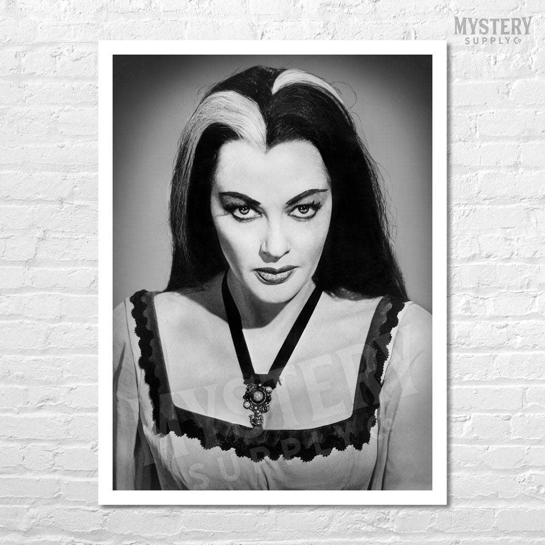 Lily Munster Yvonne De Carlo 1960s Vintage The Munsters Vampire Horror Monster Beauty Black and White Photo reproduction from Mystery Supply Co. @mysterysupplyco