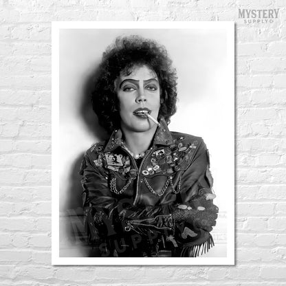 Rocky Horror Picture Show 1970s Dr. Frank-N-Furter Tim Curry Black and White Photo reproduction from Mystery Supply Co. @mysterysupplyco