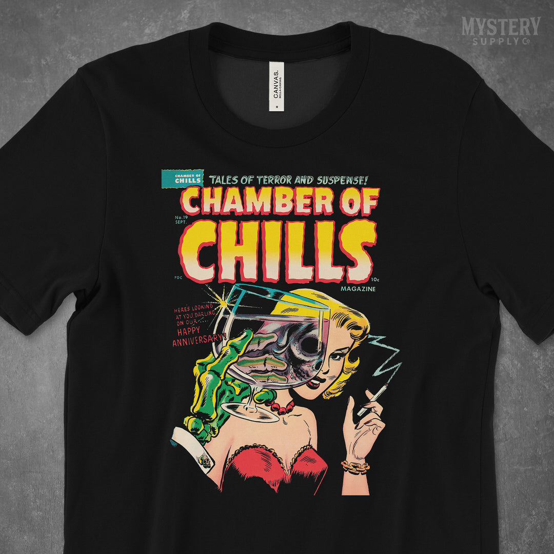 Chamber of Chills #19 vintage horror comic cover reproduction mens womens unisex crew neck t-shirt from Mystery Supply Co. @mysterysupplyco