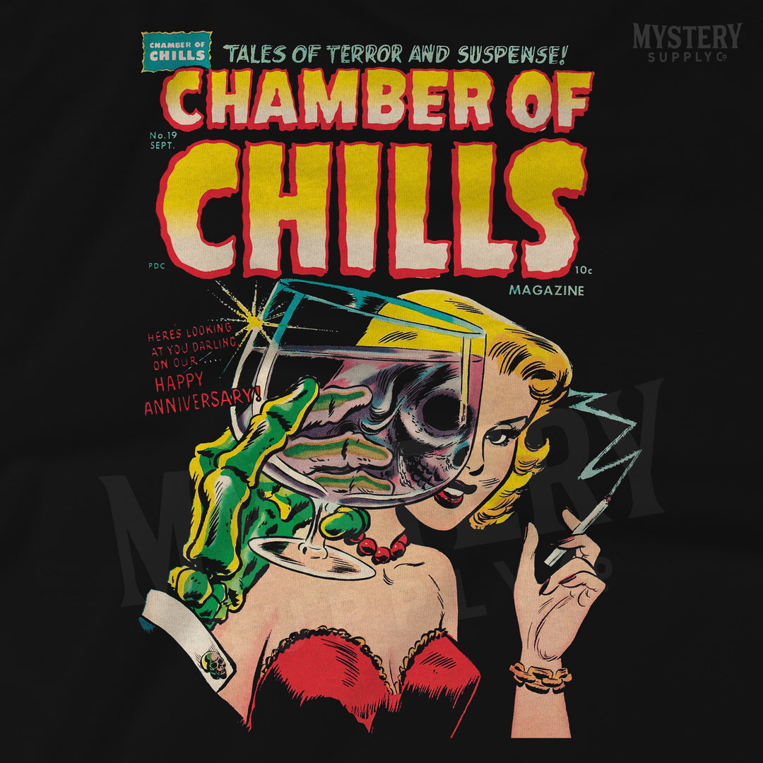 Chamber of Chills #19 vintage horror comic cover reproduction mens womens unisex crew neck t-shirt from Mystery Supply Co. @mysterysupplyco