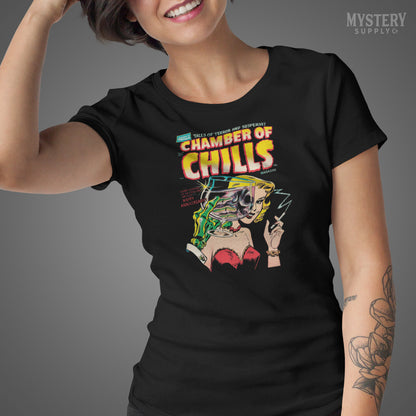 Chamber of Chills #19 vintage horror comic cover reproduction mens womens unisex crew neck t-shirt from Mystery Supply Co. @mysterysupplyco