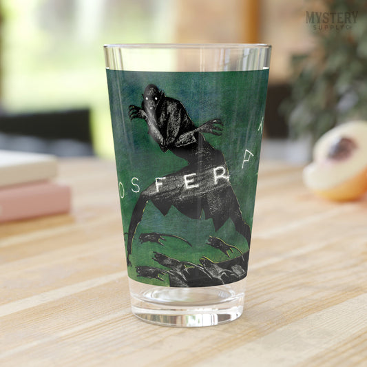 Nosferatu 1921 vintage horror monster vampire Dracula poster reproduction 16oz pint glass home decor glassware from Mystery Supply Co. @mysterysupplyco