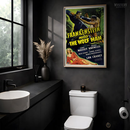 Frankenstein Meets the Wolf Man 1943 Vintage Horror Movie Poster