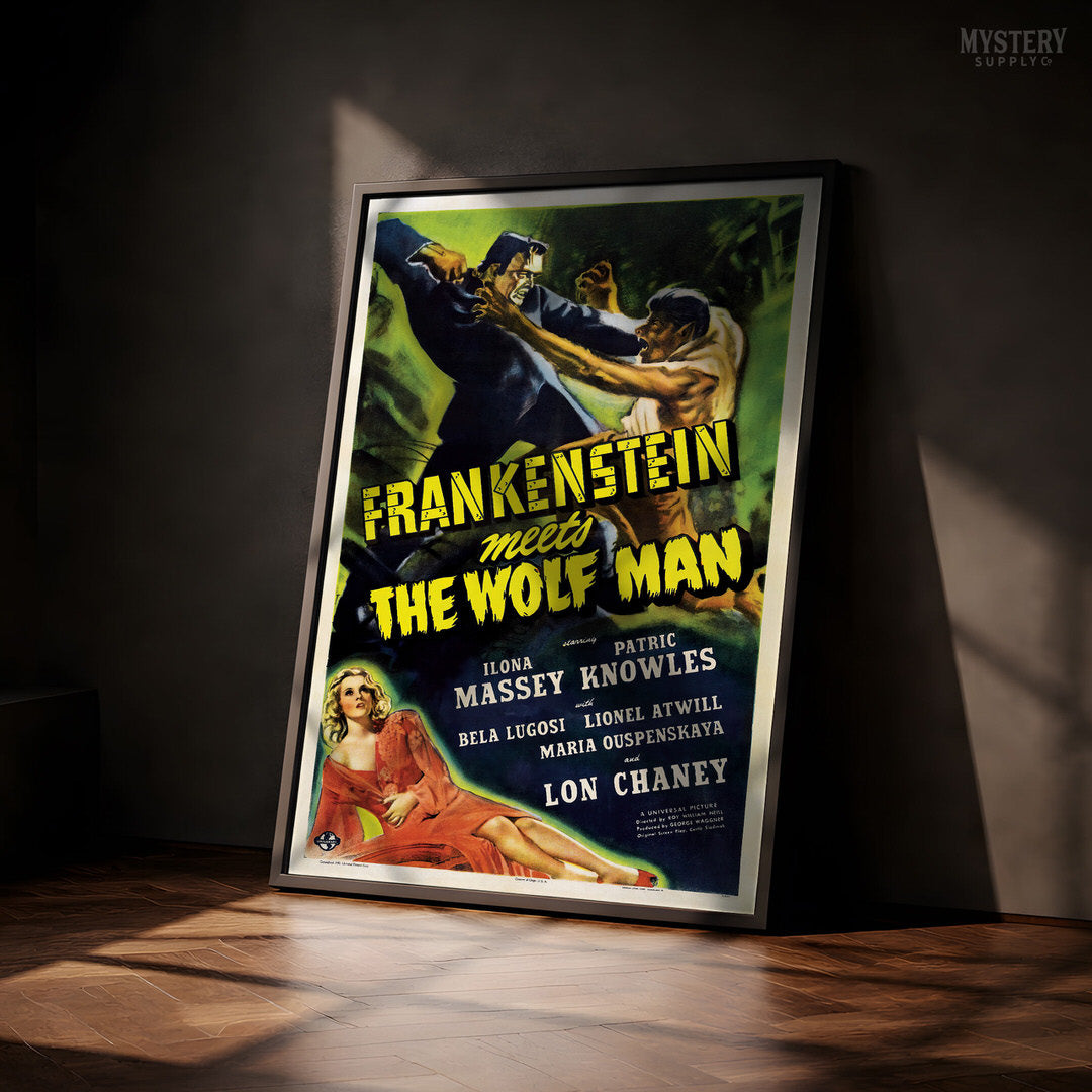 Frankenstein Meets the Wolf Man 1943 Vintage Horror Movie Poster