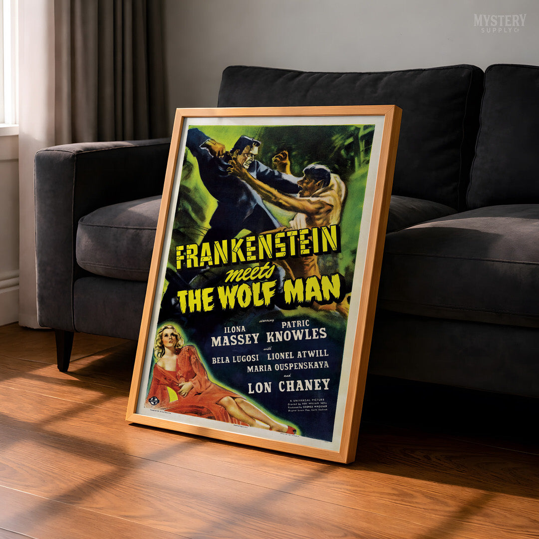 Frankenstein Meets the Wolf Man 1943 Vintage Horror Movie Poster