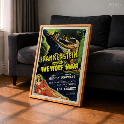 Frankenstein Meets the Wolf Man 1943 Vintage Horror Movie Poster