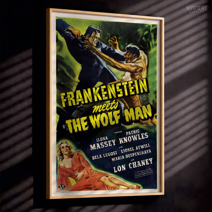 Frankenstein Meets the Wolf Man 1943 Vintage Horror Movie Poster