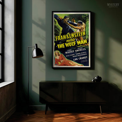 Frankenstein Meets the Wolf Man 1943 Vintage Horror Movie Poster