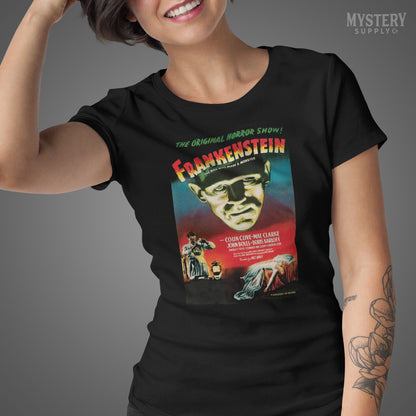 Frankenstein 1947 vintage horror monster movie poster reproduction mens womens unisex crew neck t-shirt from Mystery Supply Co. @mysterysupplyco