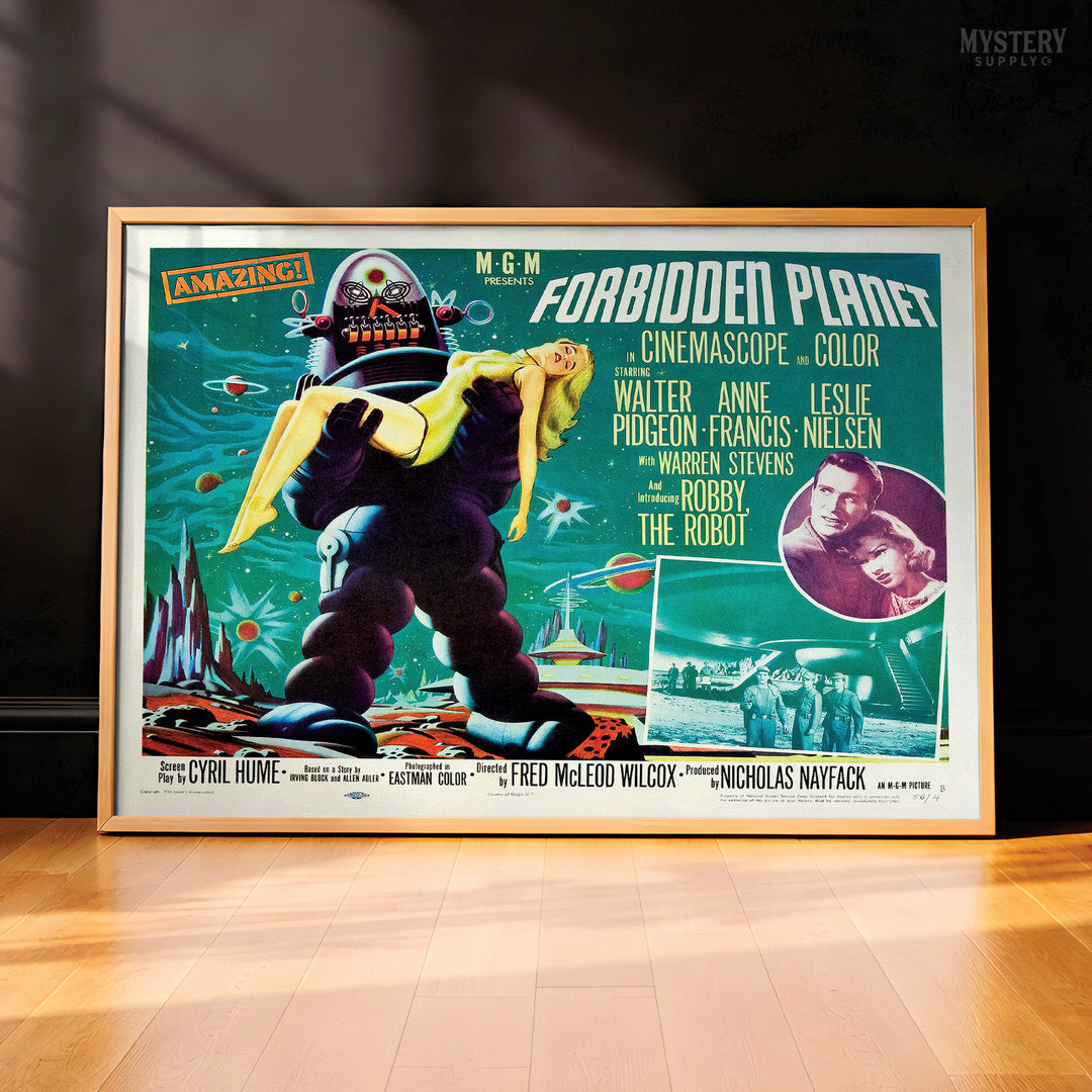 Forbidden Planet 1956 Vintage Science Fiction Movie Poster Half