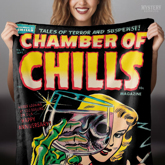 Chamber of Chills #19 vintage horror comic cover reproduction velveteen plush throw blanket from Mystery Supply Co. @mysterysupplyco