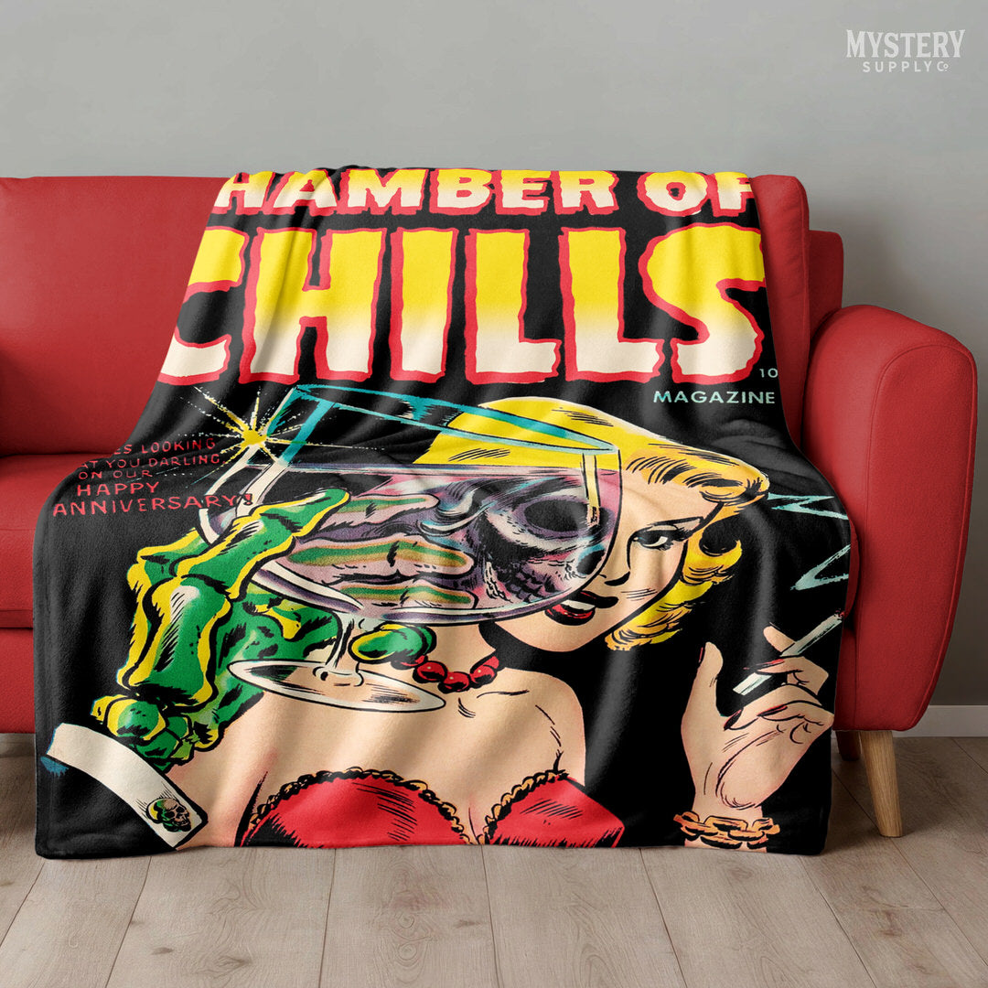 Chamber of Chills #19 vintage horror comic cover reproduction velveteen plush throw blanket from Mystery Supply Co. @mysterysupplyco