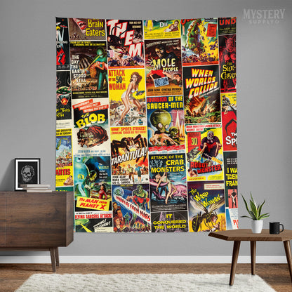 1950s Vintage Horror and Sci-Fi Movie Posters Tapestry Wall Hanging from Mystery Supply Co. @mysterysupplyco