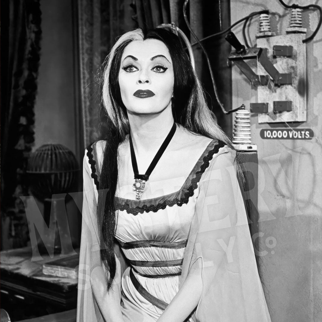 Lily Munster Yvonne De Carlo 1960s 10,000 Volts Vintage The Munsters Vampire Horror Monster Beauty Black and White Photo reproduction from Mystery Supply Co. @mysterysupplyco